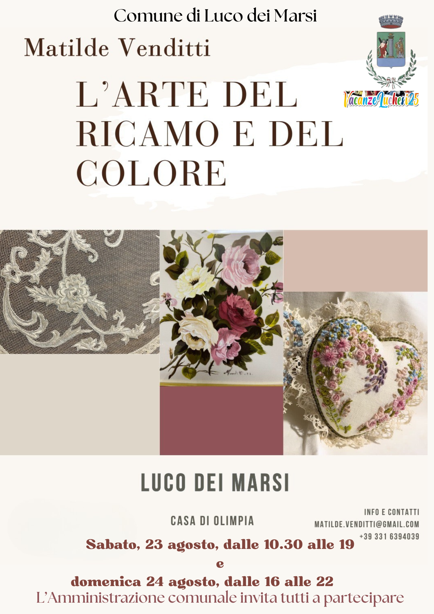 Le antiche arti del ricamo e della colorazione nelle opere di Matilde Venditti, esposizione a Casa di Olimpia